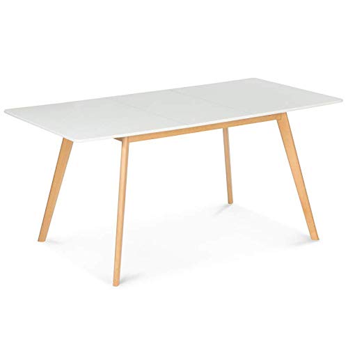 IDMarket - Table scandinave Extensible Rectangle Inga 4-6 Personnes Blanche 120-160 cmIDMarket - Table scandinave Extensible Rectangle Inga 4-6 Personnes Blanche 120-160 cm