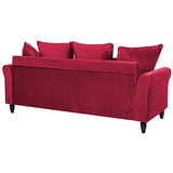 Canapé Fixe 3 Places en Velours Rouge Foncé au Design Glamour Tendance Beliani