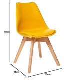 Atmosphera Créateur d'Intérieur - Chaise Baya Jaune - Plastique et Hêtre - Salle à Manger, Cuisine, Bureau, Salon - Confortable Coussin Intégré