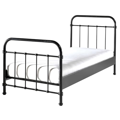 VIPACK Bed, Metal, Black, 90x200cm