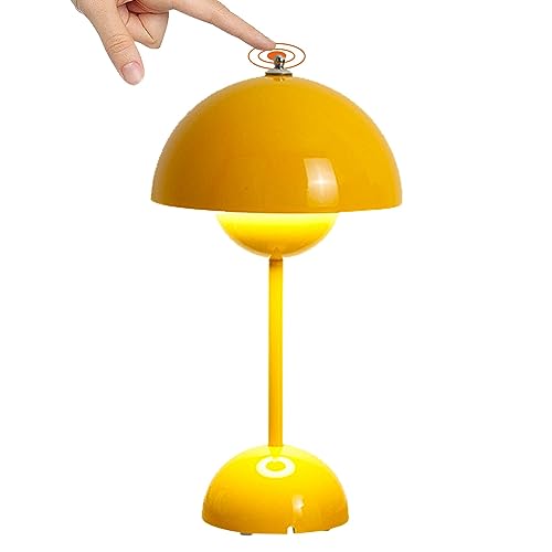 Lampe de table LED rouge foncé en forme de pot de fleurs – Lampe de bureau tactile sans fil à intensité variable avec batterie – 3 modes de luminosité – Lumière décorative rétro pour chambre à