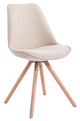 Chaise De Salle A Manger Toulouse en Tissu I Chaise Design Scandinave Dossier Et Assise Rembourrés I Pieds en Bois Ronds, Couleur:crème, Couleur du Cadre:Natura