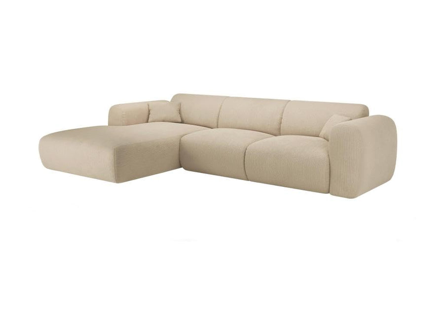 Vente-unique - Grand canapé d'angle Gauche en Tissu texturé Beige POGNI de Maison Céphy
