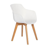 H.J WeDoo Lot de 4 Chaise Salle à Manger, Fauteuils Scandinave de Chaise latérale Design rétro avec Jambe de Bois de hêtre Massif - Blanc