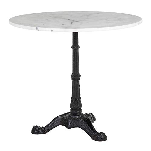 Lolahome Table de Salle à Manger Ronde en marbre et métal Vintage Noir/Blanc 80 x 71 cm