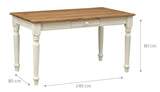 Biscottini Table de Bureau Bois 140x80x80 cm - Table de Cuisine en Tilleul Massif - Table à Manger pour intérieur et extérieur - Table en Bois Massif avec tiroir