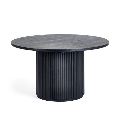 Julian Bowen Table Basse Ronde cannelée Noire Louis, Bois de frêne, 80 x 80 cm