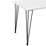 Table de Salle à Manger Cuisine Salon pour 4 Personnes Plateau MDF Pieds Acier Épingle à Cheveux 120 x 70 x 75 cm Noir et Blanc