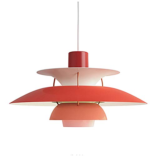 Lustre d Lustre d'art de designer nordique pour restaurant moderne et chambre à coucher, lustre multicouche en aluminium avec bouton simple, dégradé rouge, 40 cm