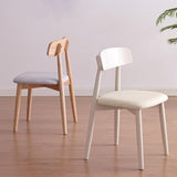 GIZNXBA Chaise Scandinave Blanche Chaises De Salle A Manger Scandinave sans Bras Chaise De Cuisine en Bois en Cuir avec Pieds en Bois pour La Salle À Manger(/White A)