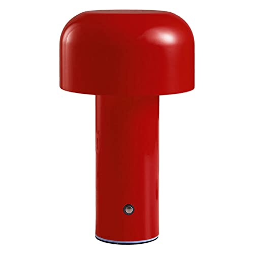 Beufee Lampe de table de champignons sans fil rechargeable, portable 3 couleurs étape sans étape lampe de champignon à côté de la lampe de bureau lampe de nuit (Rouge)