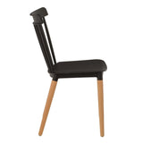 Kosmi Chaise Style scandinave à barreaux modèle Pop - Coque en résine Noire et Pieds en Bois Naturel