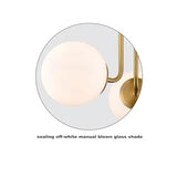 ZEHUILT Plafonnier Moderne, Lustre Suspendu Avec Abat-Jour Globe En Verre Blanc, Plafonnier Semi-Encastré à 3 LumièRes, Pour Salon Chambre Cuisine Couloir, Noir