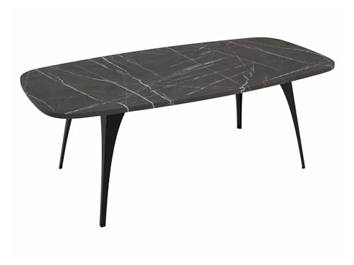 Comfivo Table Basse Oswego 125 Métal Marbre Noir
