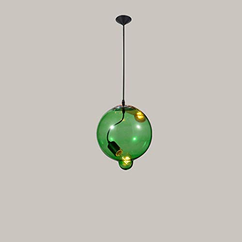 NZDY Pendentif En Verre Suspension Nordique Lampe Luminaire Moderne Suspendu Plafonnier Fer Créatif Minimaliste E27 Couleur Abat-Jour En Verre Pour Restaurant Chambre Salon Cuisine,Vert