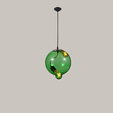 NZDY Pendentif En Verre Suspension Nordique Lampe Luminaire Moderne Suspendu Plafonnier Fer Créatif Minimaliste E27 Couleur Abat-Jour En Verre Pour Restaurant Chambre Salon Cuisine,Vert