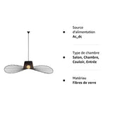 Suspension Vertigo noire - Moderne et créative - Pour salon, table à manger, chambre à coucher - Style vintage - Chapeau style vintage - Intensité variable - Hauteur réglable - E27 - Diamètre 80 cm