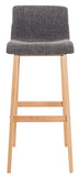 CLP Lot De 2 Tabourets De Bar Design avec Dossier Et Assise en Tissu I Piètement en Bois I Repose-Pieds I Hauteur Assise 77 cm, Couleur:Gris Clair