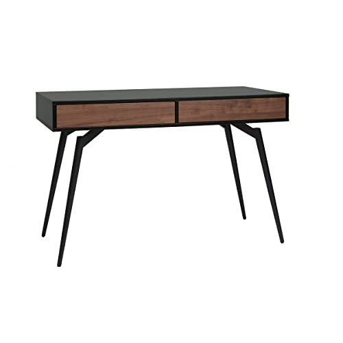 Miliboo Bureau avec rangements 2 tiroirs Design Noir Mat et Bois foncé Noyer L120 cmTRIPOLI Miliboo Bureau avec rangements 2 tiroirs Design Noir Mat et Bois foncé Noyer L120 cmTRIPOLI