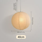 NOCHX Lumière Suspendue en Papier Parchemin Style Japonais Wabi-Sabi - Lustre Sphérique en Fer Inspiré de pour Salon, Chambre et Bureau(40cm)