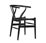 Chaise Y (Wishbone Chair) chaise de salle à manger avec accoudoirs en bois massif de style milieu du siècle avec siège en chanvre (en bois de frêne - noyer) (Bois de frêne - noyer).(Beech Wood Color,P