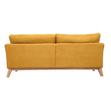 Miliboo Canapé scandinave déhoussable 3 Places en Tissu Effet Velours Jaune Moutarde et Bois Clair Oslo