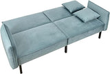 Canapé Convertible Effet Velours - 198 x 90 x 83 cm. - Vert de Gris