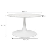 Milton & Oldbrook Table Basse Ø 80 cm Prague Look Marbre Blanc