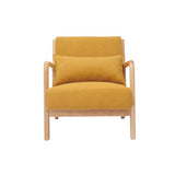 Miliboo Fauteuil scandinave en Tissu Effet Velours Jaune Moutarde et Bois Clair Massif Derry