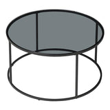 [en.casa] Table Basse Ronde pour Salon Métal Verre Trempé Fumé 45 x 80 cm Noir Transparent