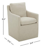 Marque Amazon - Stone & Beam Vivianne Fauteuil de salle à manger rembourré moderne, avec accoudoirs et roulettes, 62 cm de large, Lin