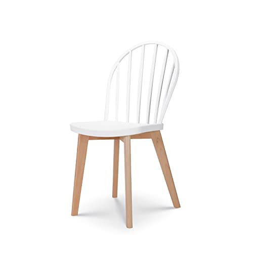 Kosmi - Chaise de Salle à Manger EMY Blanche avec Pieds en Bois