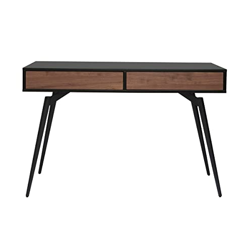 Miliboo Bureau avec rangements 2 tiroirs Design Noir Mat et Bois foncé Noyer L120 cmTRIPOLI Miliboo Bureau avec rangements 2 tiroirs Design Noir Mat et Bois foncé Noyer L120 cmTRIPOLI