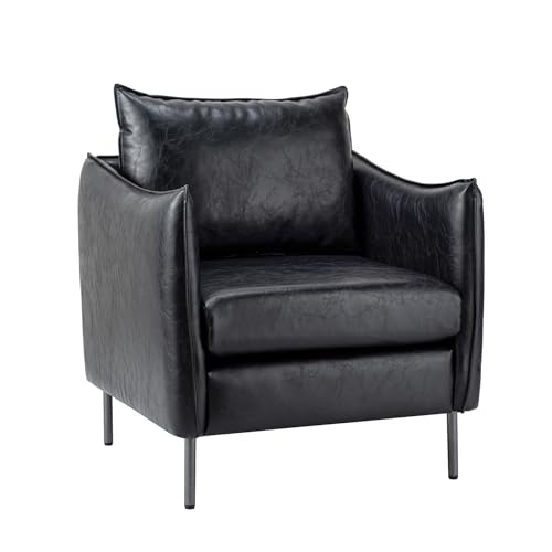 Fauteuil en cuir, chaises d'appoint modernes en cuir synthétique, chaises de lecture rembourrées avec coussins mobiles, design confortable pour la décoration de la maison