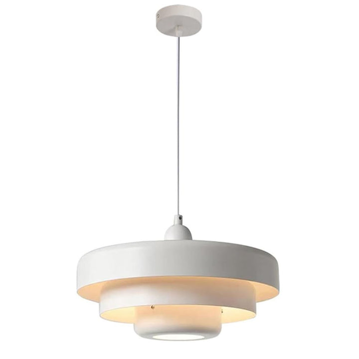 Hertl Suspension nordique en métal, luminaires suspendus modernes du milieu du siècle, design à 3 couches, plafonnier de lustre en métal vintage de 13,7 pouces for salon, couloir, luminaires (orange)(
