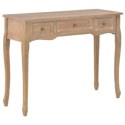 vidaXL Table de Console et Coiffeuse avec 3 Tiroirs Table de Maquillage Meuble de Chambre à Coucher Couloir Salon Entrée Salle à Manger Bureau Maison Marron