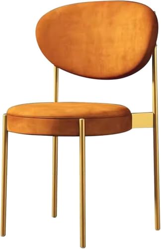 Chaise avec pieds en métal, chaise de salle à manger en velours, chaises de salon de loisirs en maïs, chaise de vanité de chambre à coucher, chaise d Chaise avec pieds en métal, chaise de salle à manger en velours, chaises de salon de loisirs en maïs, chaise de vanité de chambre à coucher, chaise d'appoint moderne avec siège moelleux(Orange,Gold Le