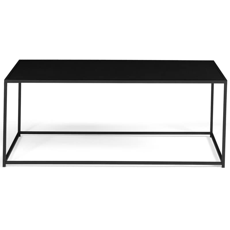 IDMarket - Table Basse rectangulaire Davis 113 cm en métal Noir Mat Design Industriel