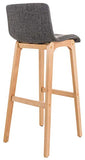 CLP Lot De 2 Tabourets De Bar Design avec Dossier Et Assise en Tissu I Piètement en Bois I Repose-Pieds I Hauteur Assise 77 cm, Couleur:Gris Clair