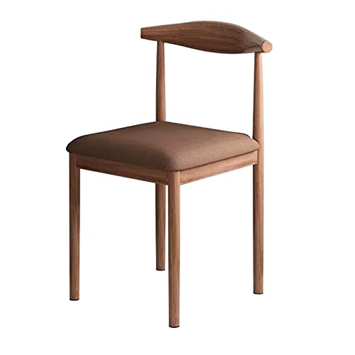 YibaoKids Fauteuil de Fer Squelette Dossier Chaise Tabouret Cosmétique Chaise de Loisirs Table et chaises de Salle à Manger Tissu en Coton et Lin Convient pour Restaurant/hôtel/café/étude (Noyer),C