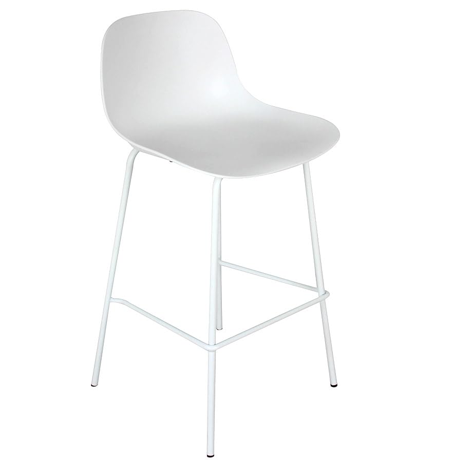 ALTEREGO Tabouret Snack mi-Hauteur Design Blanc 47x42,5x90 cm