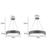 IXWQ Traditionnel Fer Art LED 55W Moderne Suspension Luminaire Île Plafond Éclairage Anneau Décoratif Design Lampe Table À Manger Lustre Métal Acrylique Luminaire Suspendu for Salon Trois Couleurs Gra