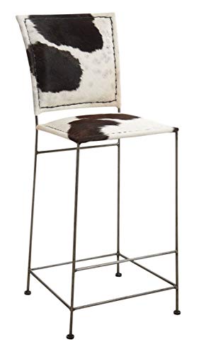 Tabouret de bar en peau de vache et métal