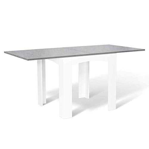 IDMarket - Table à Manger Extensible Rectangle Dona 6-8 Personnes Plateau Effet béton 80-160 cm