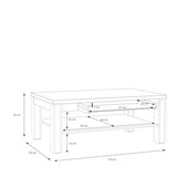 Forte Möbel Forte Havanna Table Basse Vieilli 110 x 45 x 70 cm, Bois d'ingénierie Métal Plastique, Vieux chêne, 110 x 45 x 70 cm