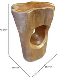 Kinaree Table d'appoint Salavan en Bois de Racine - Tabouret en Teck Massif de 42 cm - Convient comme Support de Fleurs ou Table de Chevet pour Le Salon