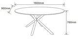 Casa Vital Melisana Table de salle à manger ovale en pierre frittée avec pieds en métal Noir mat 160 x 90 x 76 cm Charge maximale 50 kg