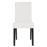 Mendler Lot de 4 chaises de séjour Littau - Simili-Cuir, Blanc Mat, Pieds foncés