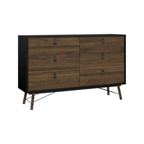 Dmora - Buffet Aurore, Buffet du Salon, Commode de Salon, Garde-Manger de Cuisine, 150x40 h95 cm, Noir et Noyer