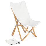 Navaris Chaise Pliante Style Papillon – Siège Pliable en Bois 54 x 70 x 93 cm avec Toile Lavable – pour extérieur Camping Jardin Balcon terrasse